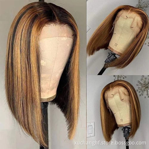 Wholesale 10a 12a space brazilian guarantee hair vendor short bob cut super double drawn ombre 1b 27 cheap pixie curl weave wigs